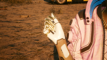 Alt's cyberware palm and Evelyn's golden fingertips