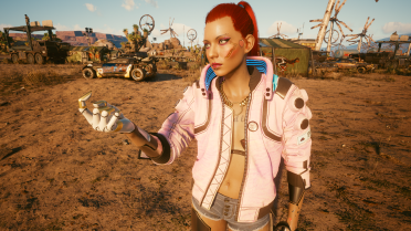 Alt's cyberware palm and Evelyn's golden fingertips