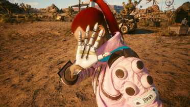 Alt's cyberware palm and Evelyn's golden fingertips